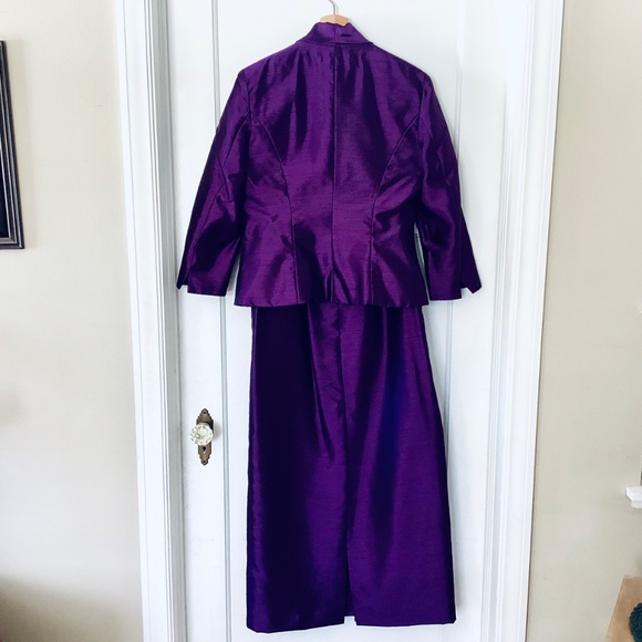 Alex Evenings women's Petite 10 Purple formal Long skirt suit Rhinestone Clasp - Picture 7 of 12